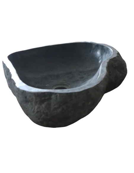 Lavandino in pietra naturale scolpita a mano – 57x48x15 cm – Design unico pietra di fiume