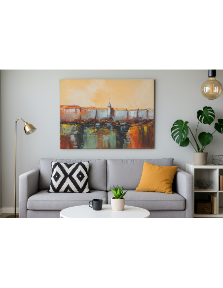 Quadro astratto paesaggio marittimo – Dipinto a mano in acrilico su tela 80x60 cm