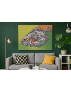 Quadro moderno con pesce astratto – Acrilico su tela...