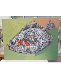 Quadro moderno con pesce astratto – Acrilico su tela... 2