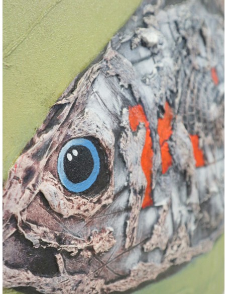 Quadro moderno con pesce astratto – Acrilico su tela 80x60 cm – Dipinto a mano artigianale Indonesia