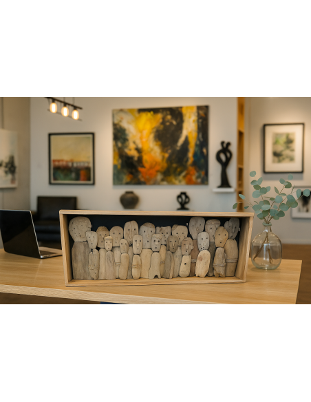 Quadro in legno artigianale 100x50 cm – Scultura murale fatta a mano in Indonesia – Complemento d’arredo moderno