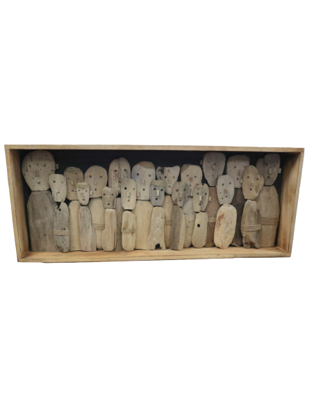 Quadro in legno artigianale 100x50 cm – Scultura murale fatta a mano in Indonesia – Complemento d’arredo moderno