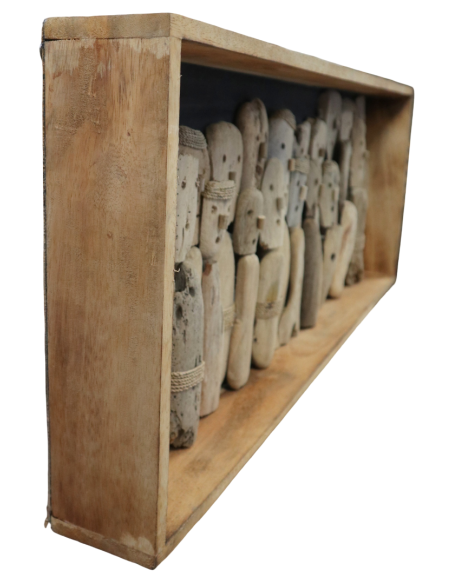 Quadro in legno artigianale 100x50 cm – Scultura murale fatta a mano in Indonesia – Complemento d’arredo moderno