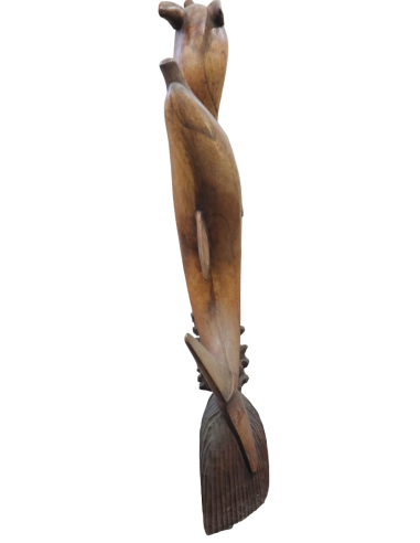 Statua in Legno con Delfini Intagliati a Mano –...
