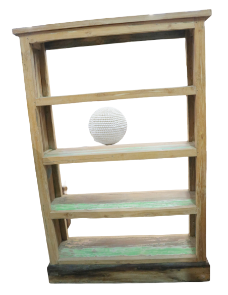 Libreria in Teak Riciclato dalle Barche Indonesiane 100x30x150h – Stile Rustico Industriale Moderno