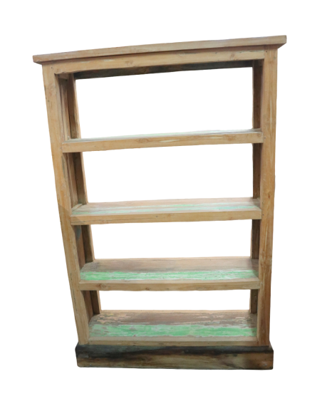 Libreria in Teak Riciclato dalle Barche Indonesiane 100x30x150h – Stile Rustico Industriale Moderno