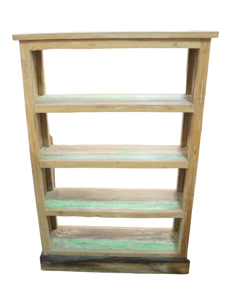 Libreria in Teak Riciclato dalle Barche Indonesiane 100x30x150h – Stile Rustico Industriale Moderno