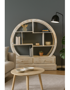 Libreria Tonda in Teak Decapato 103x37x110h – Mobile...