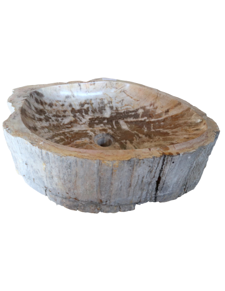 Lavabo in Legno Fossilizzato Indonesiano – Lavandino in Pietra Fossile Naturale 60x40x15 cm