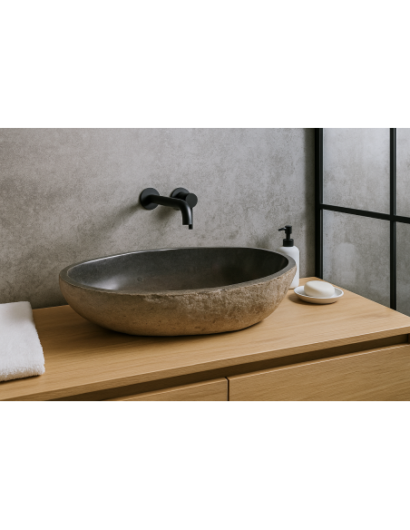 Lavandino in pietra naturale fatto a mano – Design moderno Indonesia