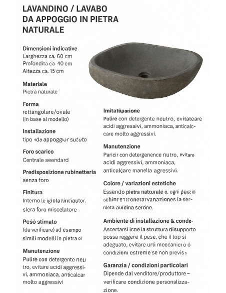 Lavandino in pietra naturale fatto a mano – Design moderno Indonesia