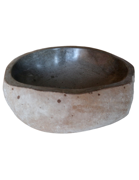 Lavandino in pietra naturale ovale cm 37x29x15 – Fatto a mano in Indonesia – Design rustico moderno