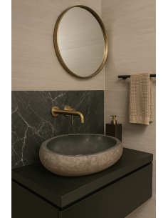 Lavandino in Pietra di Fiume Naturale 55x38x15 cm –...