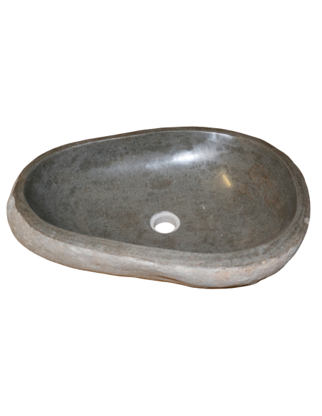 Lavabo in pietra di fiume naturale 55x40x15 cm – Lavandino da appoggio artigianale, design elegante per bagno moderno