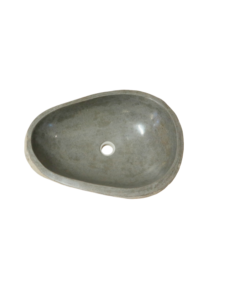 Lavabo in pietra di fiume naturale 55x40x15 cm – Lavandino da appoggio artigianale, design elegante per bagno moderno