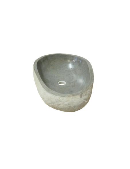 Lavabo in pietra di fiume naturale 55x40x15 cm – Lavandino da appoggio artigianale, design elegante per bagno moderno