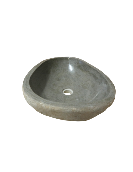 Lavabo in pietra di fiume naturale 55x40x15 cm – Lavandino da appoggio artigianale, design elegante per bagno moderno