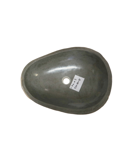 Lavabo in pietra di fiume naturale 55x40x15 cm – Lavandino da appoggio artigianale, design elegante per bagno moderno