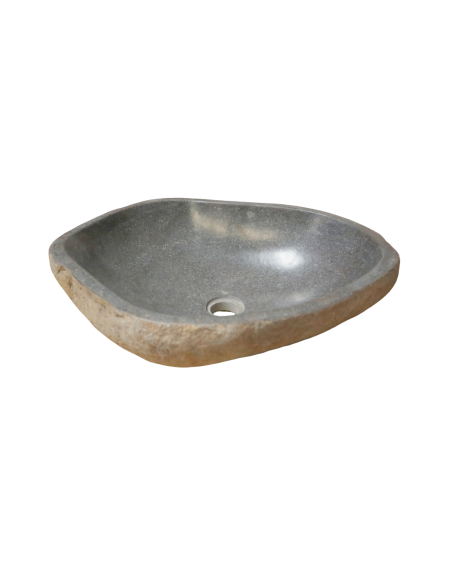 Lavabo in pietra di fiume naturale 51x41x15 cm – Lavandino da appoggio moderno fatto a mano