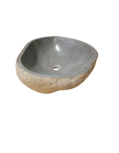 Lavabo in pietra di fiume naturale 51x41x15 cm – Lavandino da appoggio moderno fatto a mano