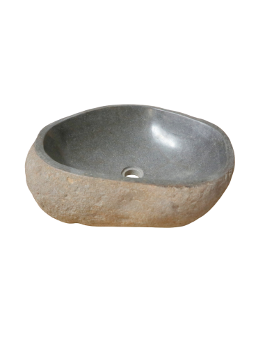 Lavabo in pietra di fiume naturale 51x41x15 cm...