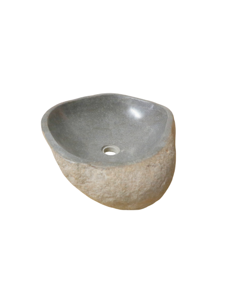 Lavabo in pietra di fiume naturale 51x41x15 cm – Lavandino da appoggio moderno fatto a mano