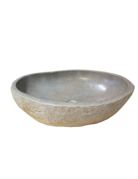 Lavandino in Pietra di Fiume Naturale 64x40x15 cm | Lavabo da Appoggio Artigianale per Bagno Rustico o Moderno