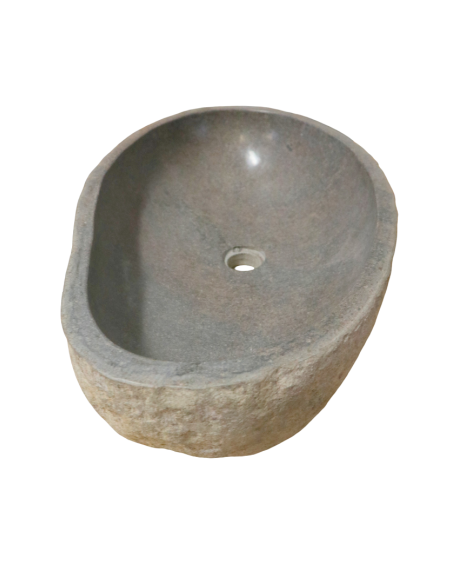 Lavandino in Pietra di Fiume Naturale 64x40x15 cm | Lavabo da Appoggio Artigianale per Bagno Rustico o Moderno