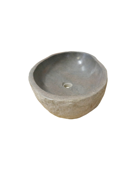 Lavandino in Pietra di Fiume Naturale 64x40x15 cm | Lavabo da Appoggio Artigianale per Bagno Rustico o Moderno