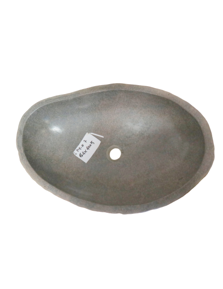 Lavandino in Pietra di Fiume Naturale 64x40x15 cm | Lavabo da Appoggio Artigianale per Bagno Rustico o Moderno