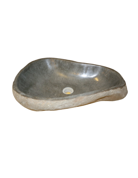 Lavandino in Pietra di Fiume Naturale cm 60x40x15 | Lavabo da Appoggio Artigianale per Bagno Moderno o Chalet di Montagna