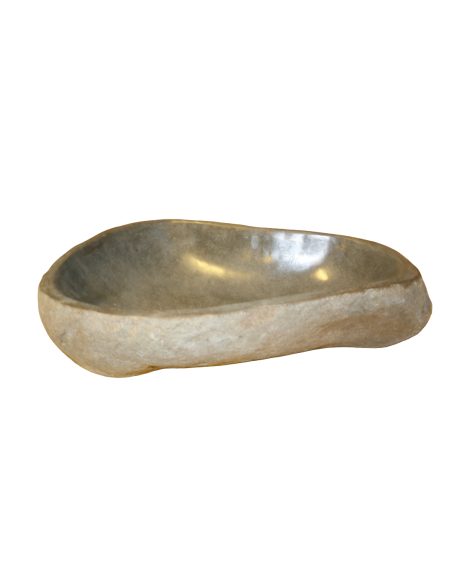 Lavandino in Pietra di Fiume Naturale cm 60x40x15 | Lavabo da Appoggio Artigianale per Bagno Moderno o Chalet di Montagna