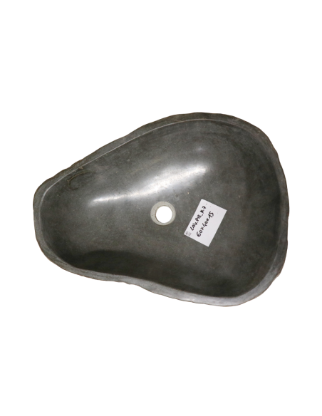 Lavandino in Pietra di Fiume Naturale cm 60x40x15 | Lavabo da Appoggio Artigianale per Bagno Moderno o Chalet di Montagna