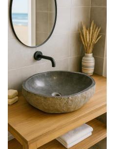 Lavandino in Pietra Naturale da Appoggio 50x41x15 cm |... 2