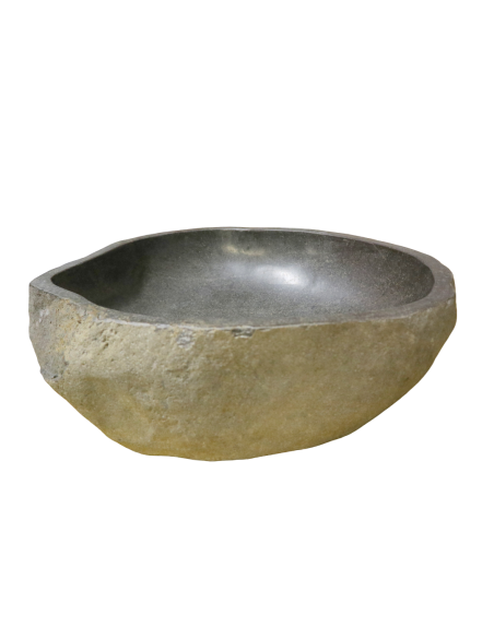 Lavandino in Pietra Naturale da Appoggio 50x41x15 cm | Artigianale Unico, Interno Levigato, Esterno Grezzo