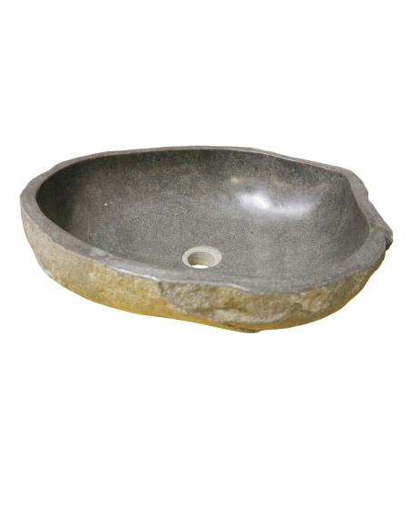 Lavandino in Pietra Naturale da Appoggio 50x41x15 cm | Artigianale Unico, Interno Levigato, Esterno Grezzo