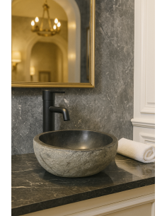 Lavabo in Pietra Naturale di Fiume – 35x31x15 cm | Stile...