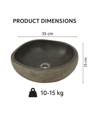 Lavabo in Pietra Naturale di Fiume – 35x31x15...