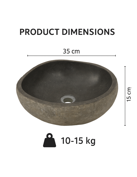 Lavabo in Pietra Naturale di Fiume – 35x31x15 cm | Stile Rustico Moderno