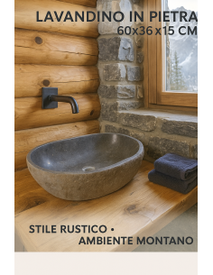 Lavabo in pietra naturale 60x36x15 cm – Design... 2