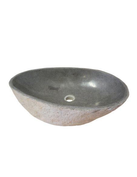 Lavabo in pietra naturale 62x38x15 cm – Design artigianale sasso di fiume