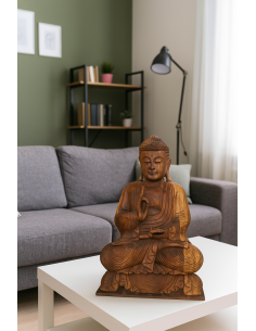 Statua Buddha in Legno Massello Suar – Realizzata a Mano...