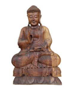 Statua Buddha in Legno Massello Suar – Realizzata a Mano... 2