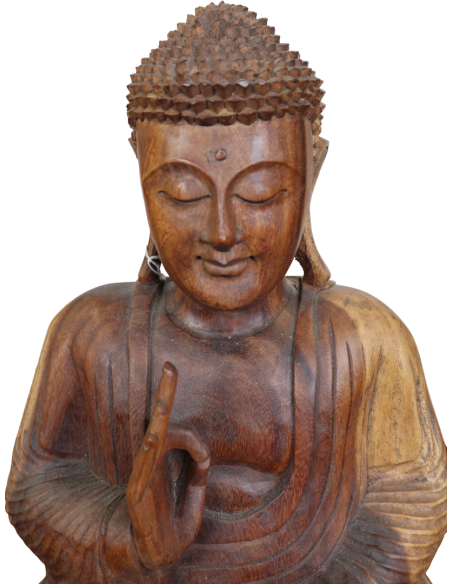 Statua Buddha in Legno Massello Suar – Realizzata a Mano in Indonesia – 60 cm – Arte Orientale Zen