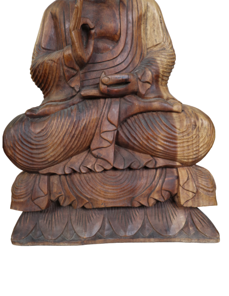 Statua Buddha in Legno Massello Suar – Realizzata a Mano in Indonesia – 60 cm – Arte Orientale Zen