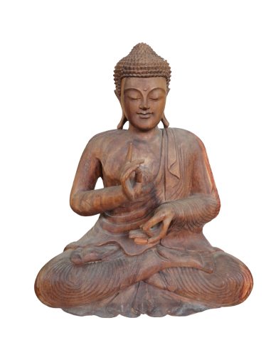 Statua Buddha in Legno Massello di Suar – 62 cm...