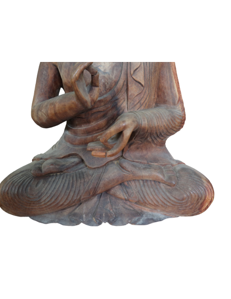Statua Buddha in Legno Massello di Suar – 62 cm – Scultura Artigianale Indonesiana Zen