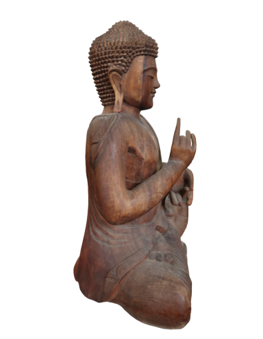 Statua Buddha in Legno Massello di Suar – 62 cm...