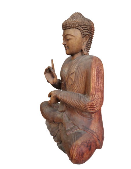 Statua Buddha in Legno Massello di Suar – 62 cm – Scultura Artigianale Indonesiana Zen